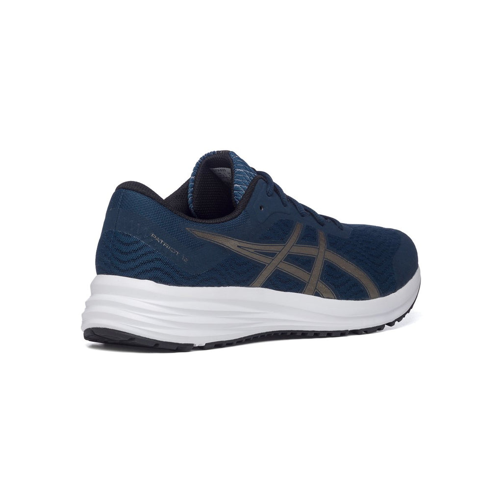 Scarpe da running blu con strisce laterali a contrasto Asics Patriot 12