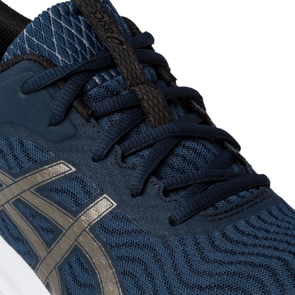 Scarpe da running blu con strisce laterali a contrasto Asics Patriot 12