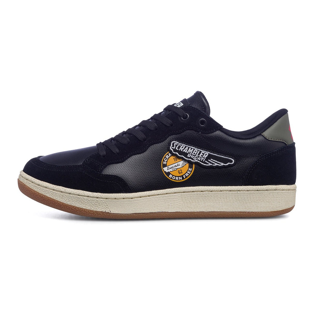 Sneakers da uomo nere con logo laterale Scrambler Ducati Wing Low