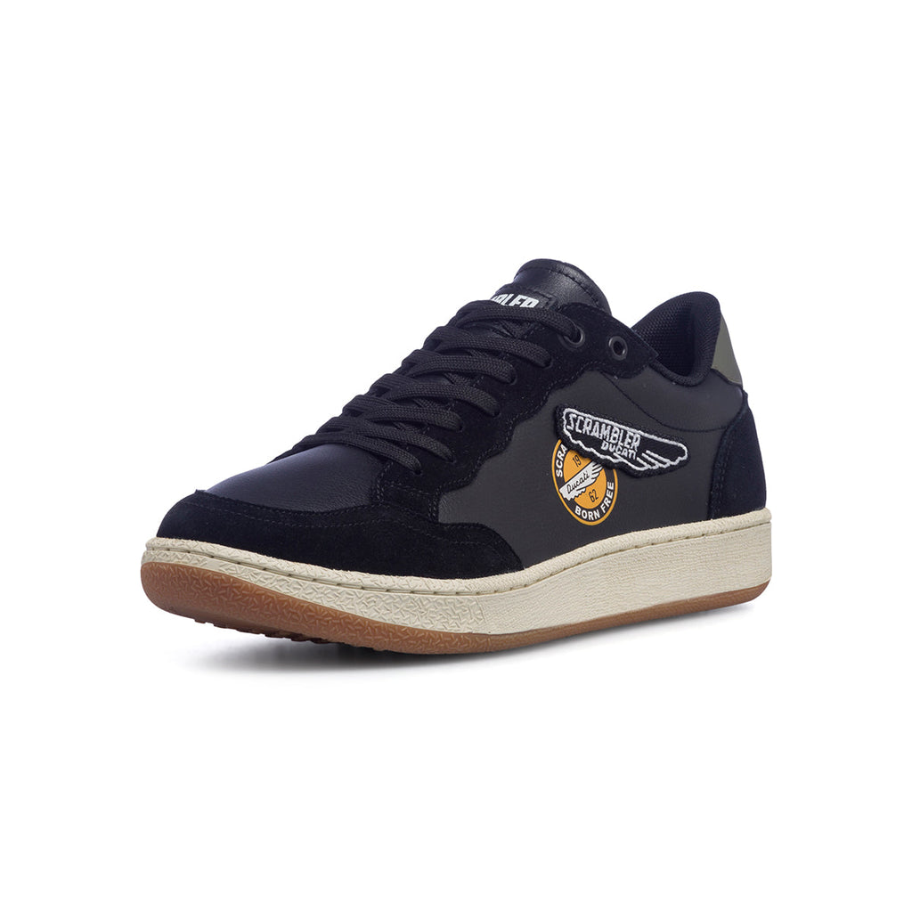 Sneakers da uomo nere con logo laterale Scrambler Ducati Wing Low