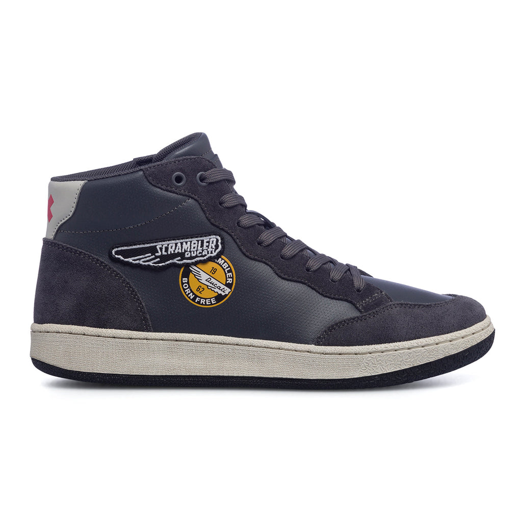 Sneakers alte da uomo grigie con logo laterale Scrambler Ducati Wing Mid