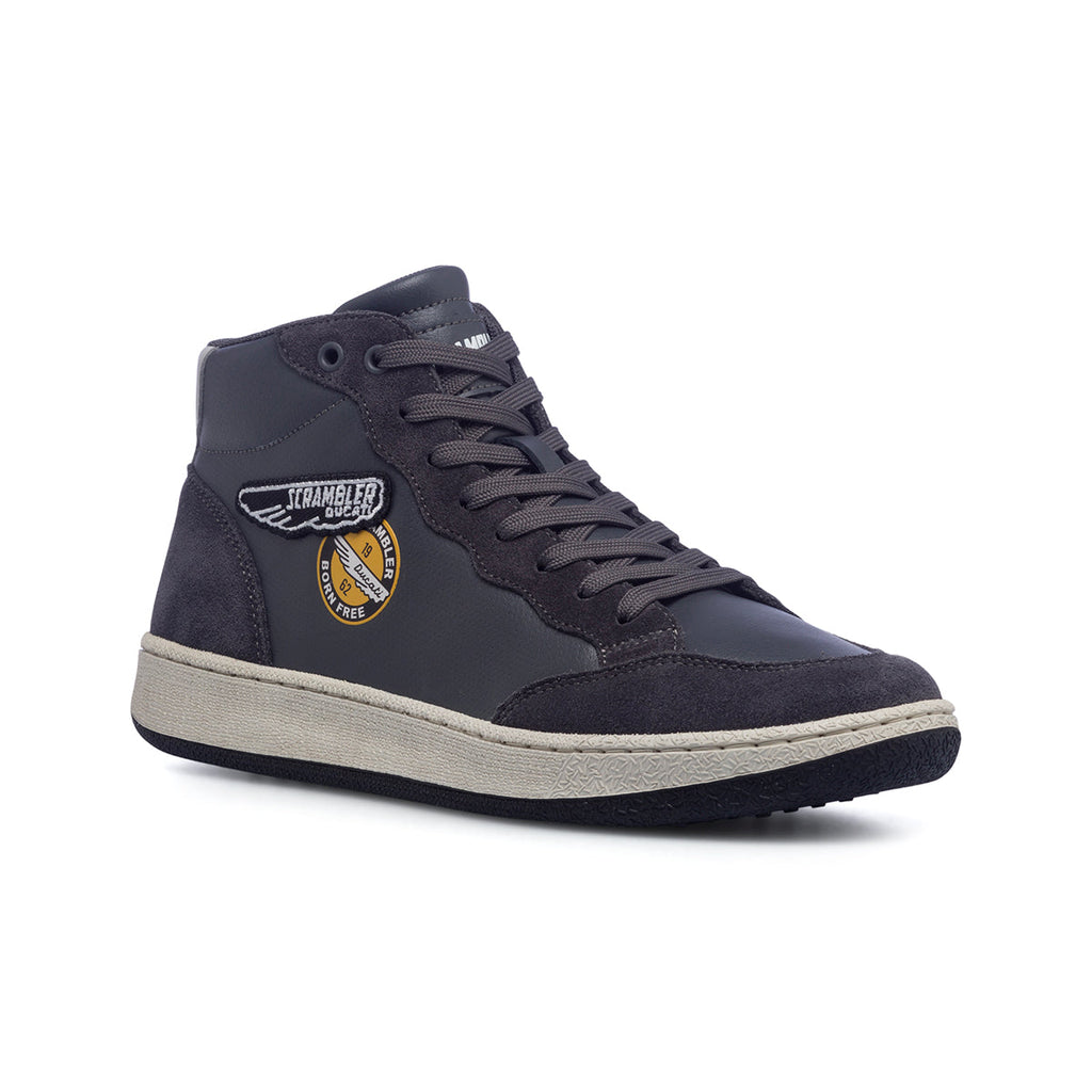 Sneakers alte da uomo grigie con logo laterale Scrambler Ducati Wing Mid