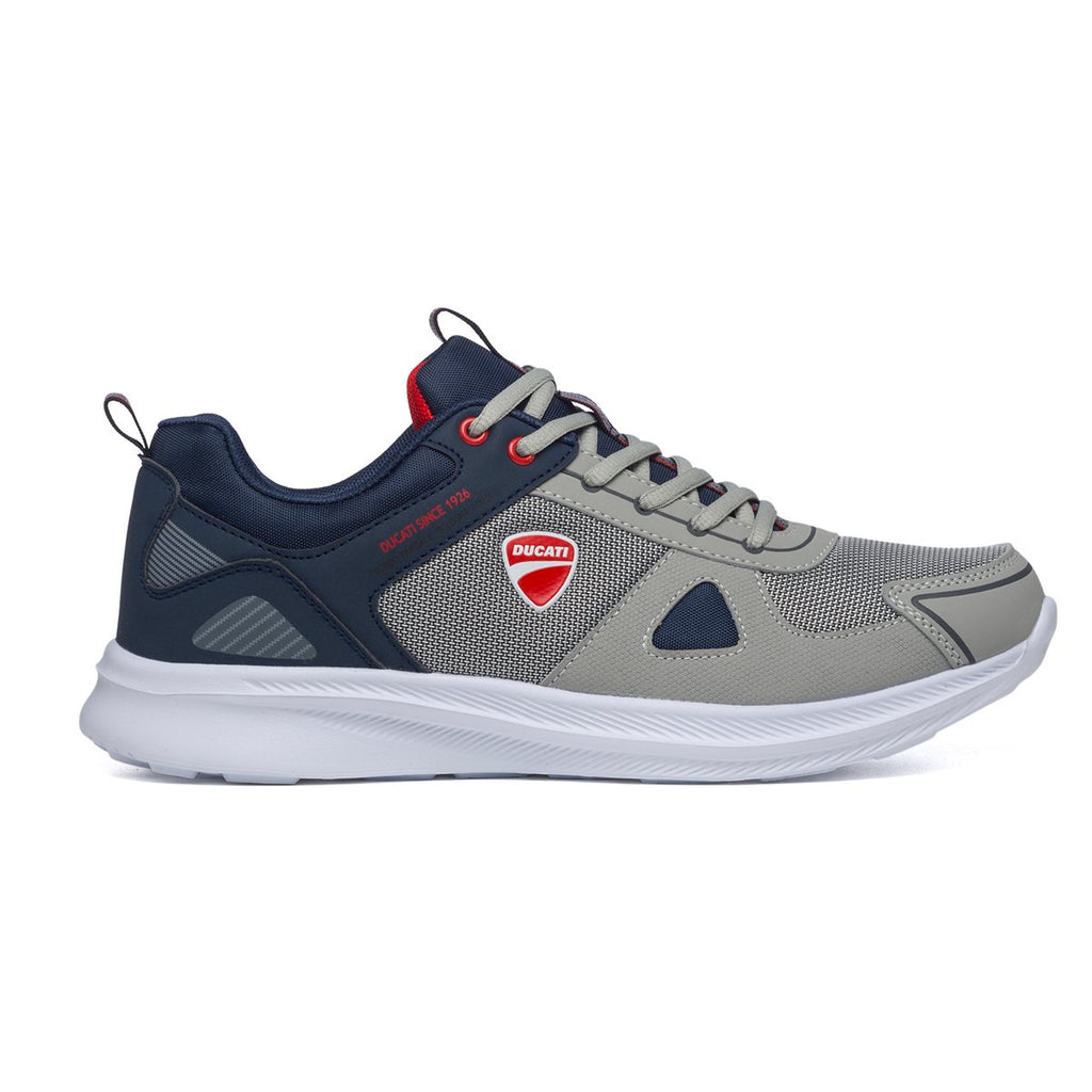 Sneakers grigie e blu in similpelle e tessuto con logo laterale Ducati Adrien