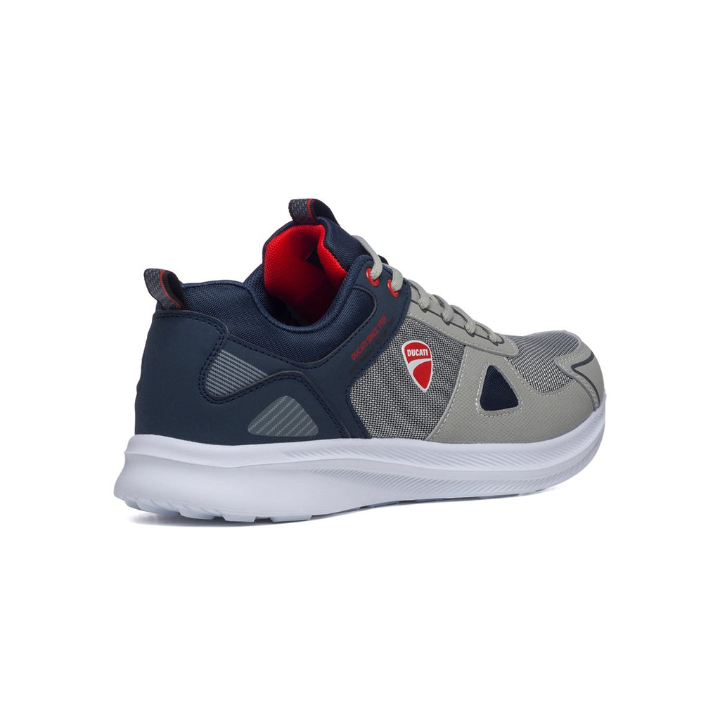 Sneakers grigie e blu in similpelle e tessuto con logo laterale Ducati Adrien