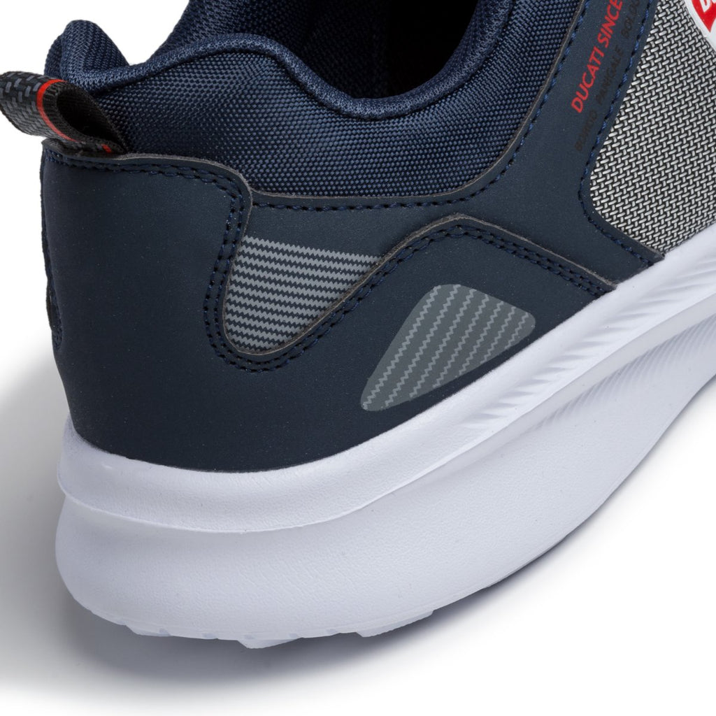 Sneakers grigie e blu in similpelle e tessuto con logo laterale Ducati Adrien