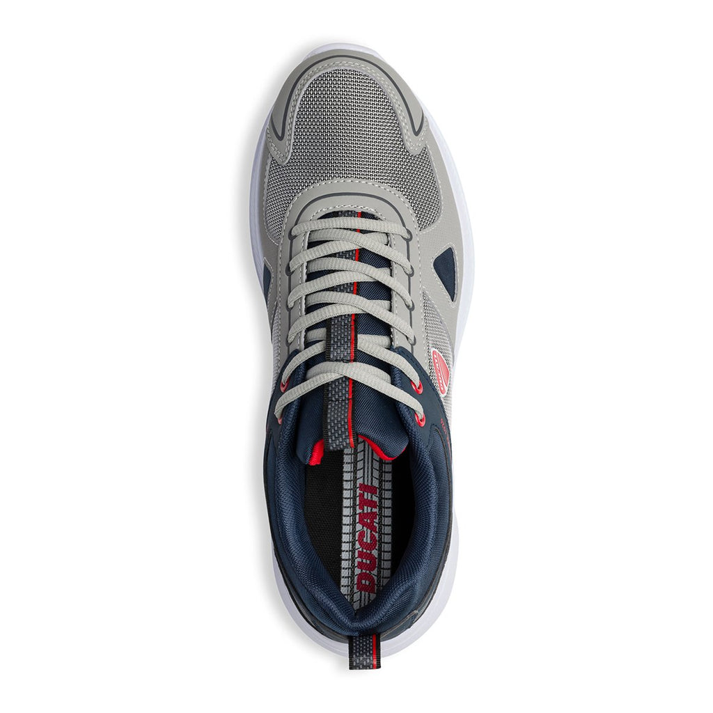 Sneakers grigie e blu in similpelle e tessuto con logo laterale Ducati Adrien