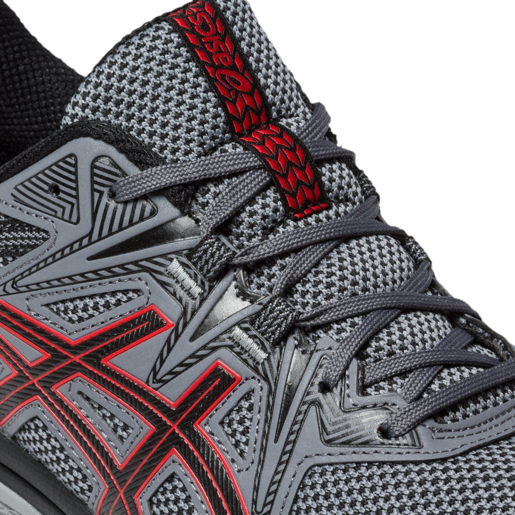 Scarpe da running grigie in tessuto mesh e similpelle con dettagli rossi Asics Gel-Venture 8