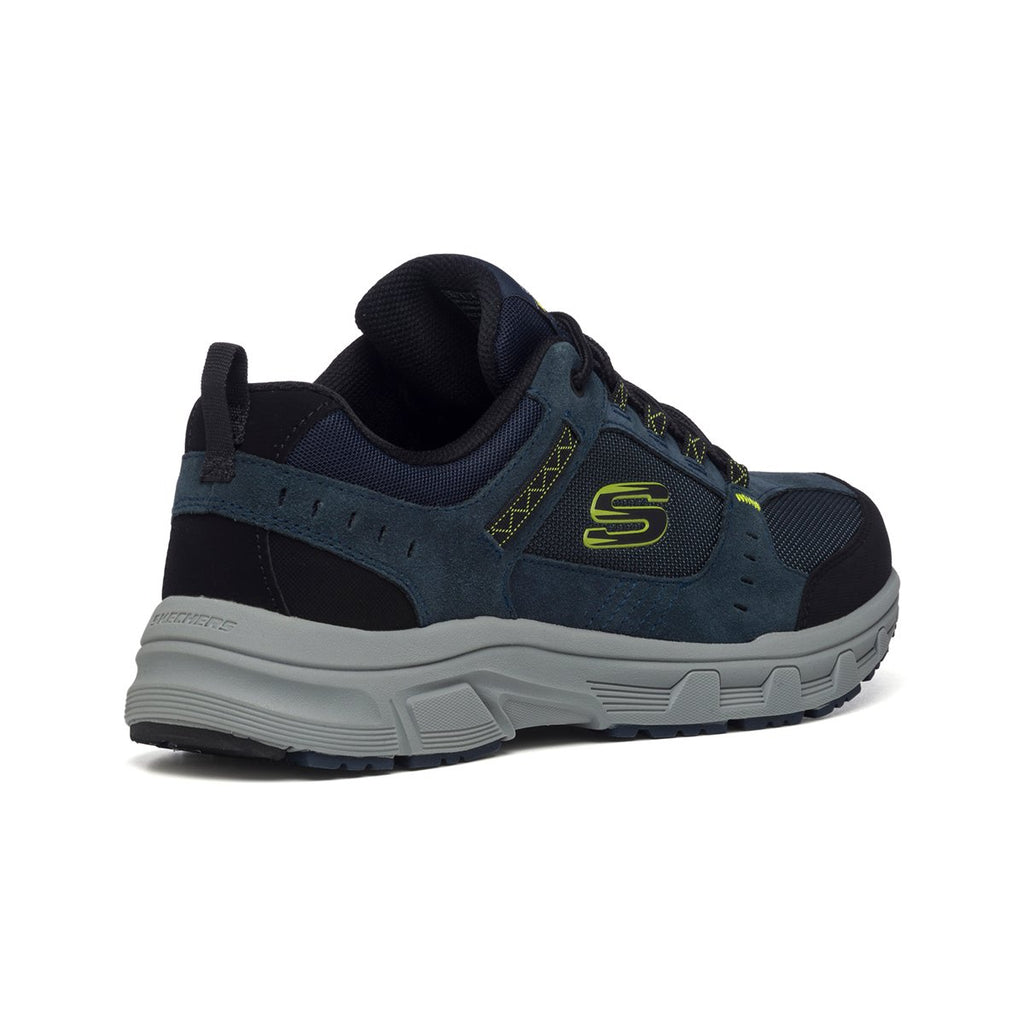 Scarpe da running blu in pelle e tessuto mesh con soletta Memory Foam Skechers Oak Canyon