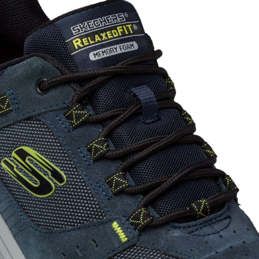 Scarpe da running blu in pelle e tessuto mesh con soletta Memory Foam Skechers Oak Canyon
