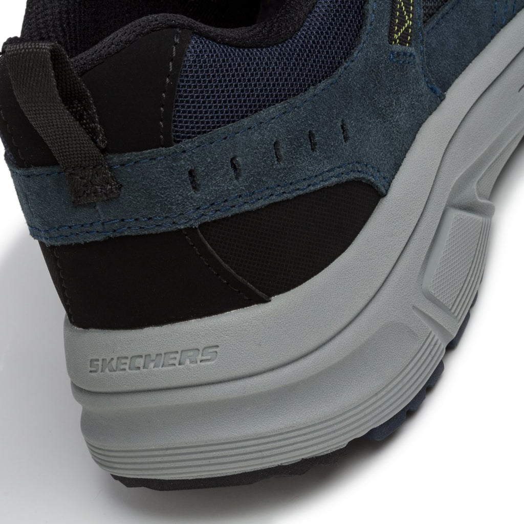Scarpe da running blu in pelle e tessuto mesh con soletta Memory Foam Skechers Oak Canyon