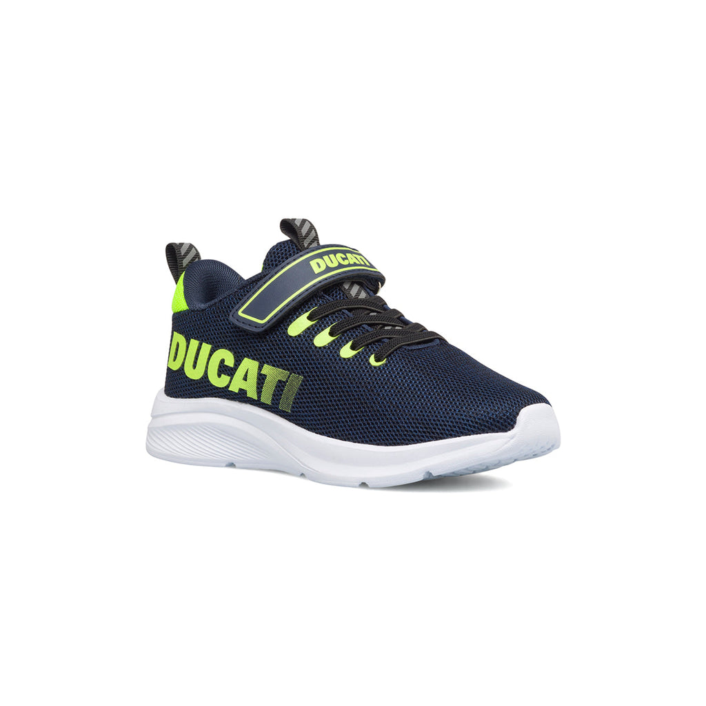 Scarpe sportive blu da bambino in mesh con dettagli fluo Ducati Frontera 2 PS