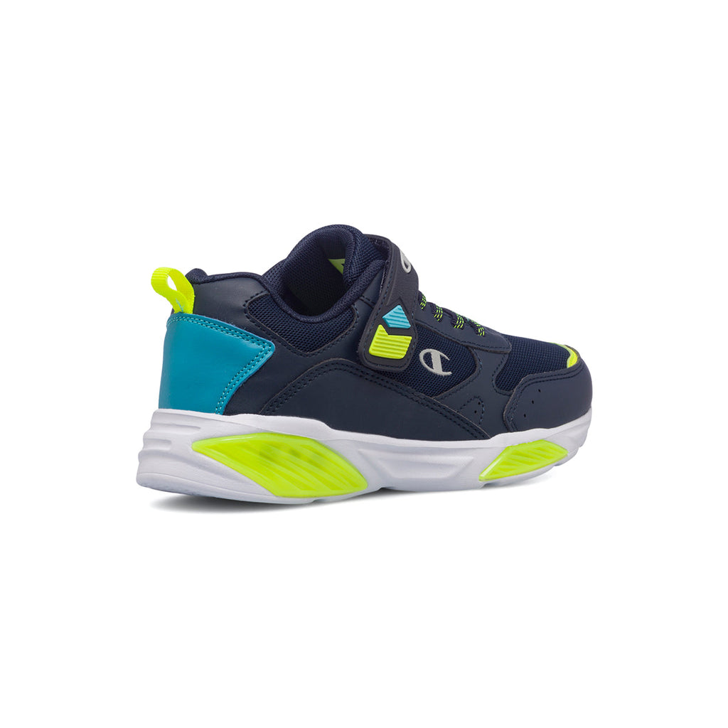 Scarpe da ginnastica blu da bambino con luci nella suola Champion Wave B PS