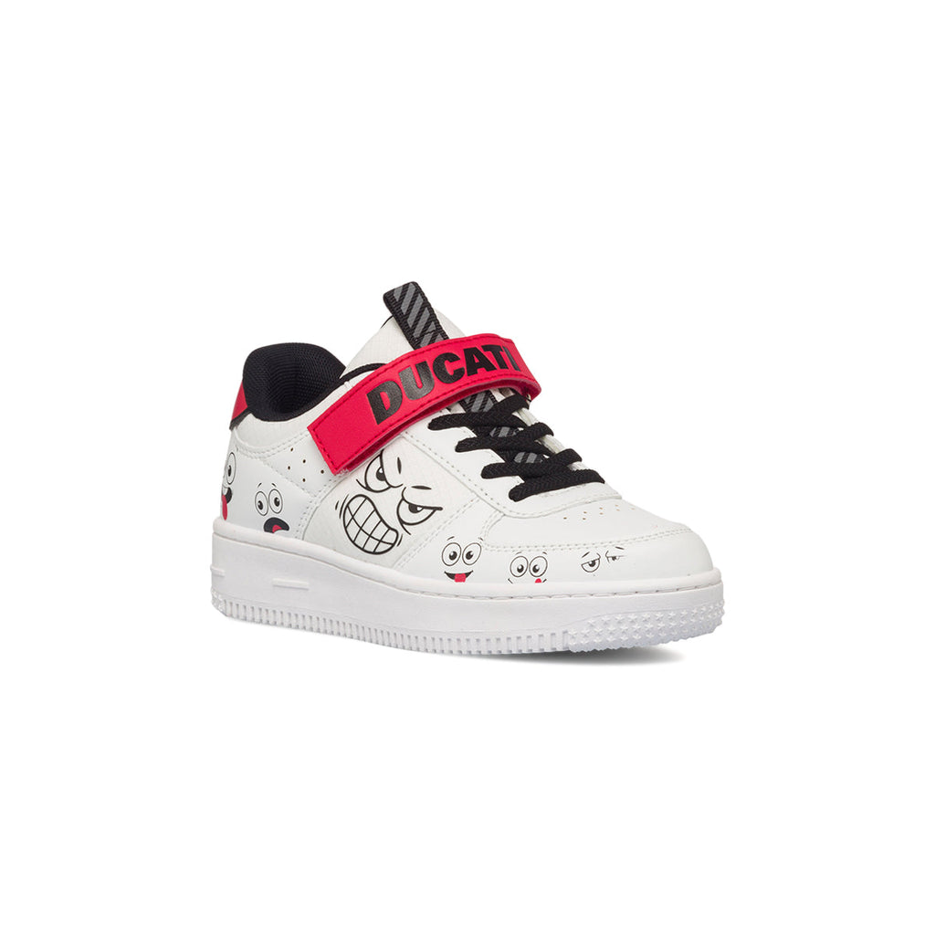 Sneakers bianche da bambino con stampa laterale Ducati Bargellino PS