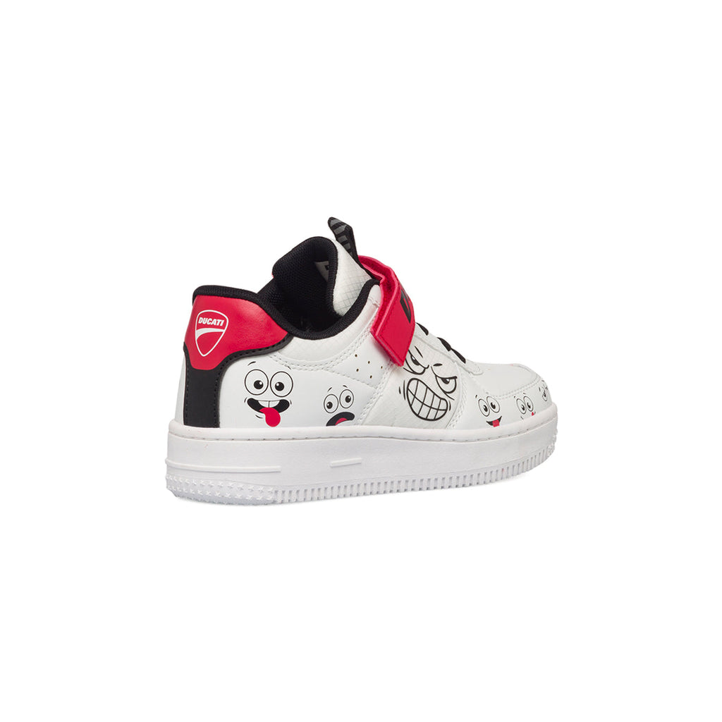 Sneakers bianche da bambino con stampa laterale Ducati Bargellino PS