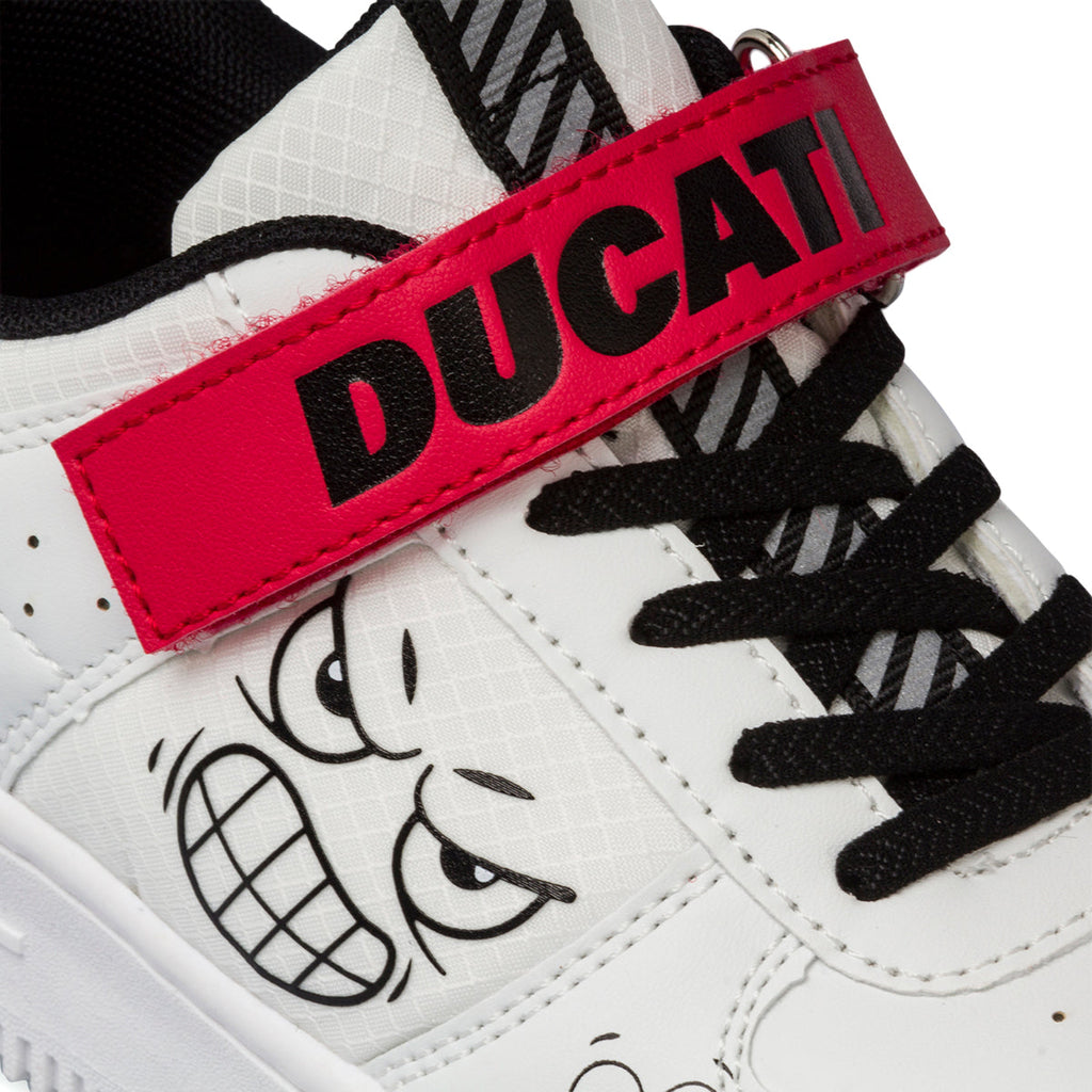 Sneakers bianche da bambino con stampa laterale Ducati Bargellino PS