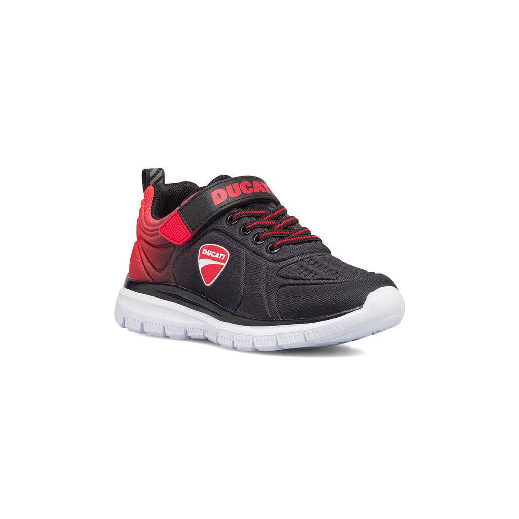 Scarpe sportive nere e rosse da bambino con logo laterale Ducati Centauro PS