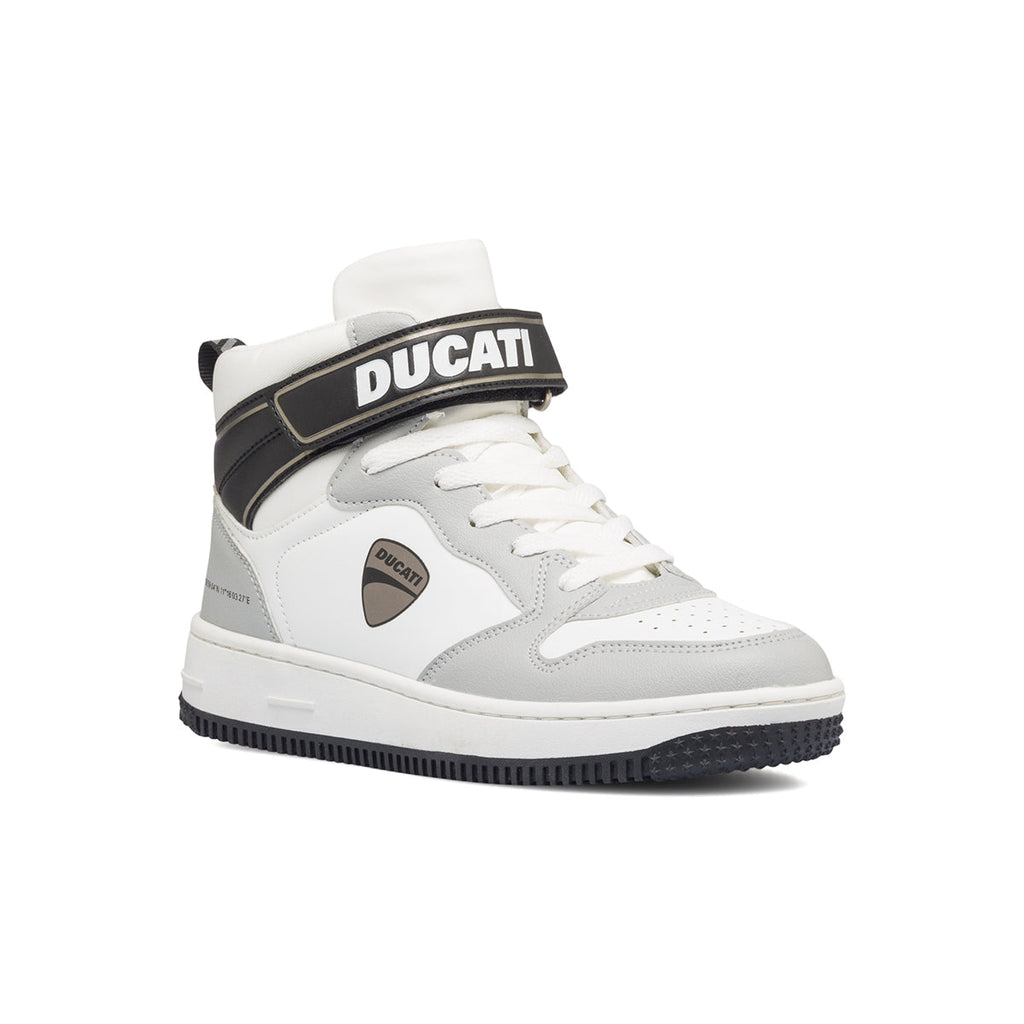 Sneakers alte bianche e grigie da ragazzo Ducati Barsaba 3 GS