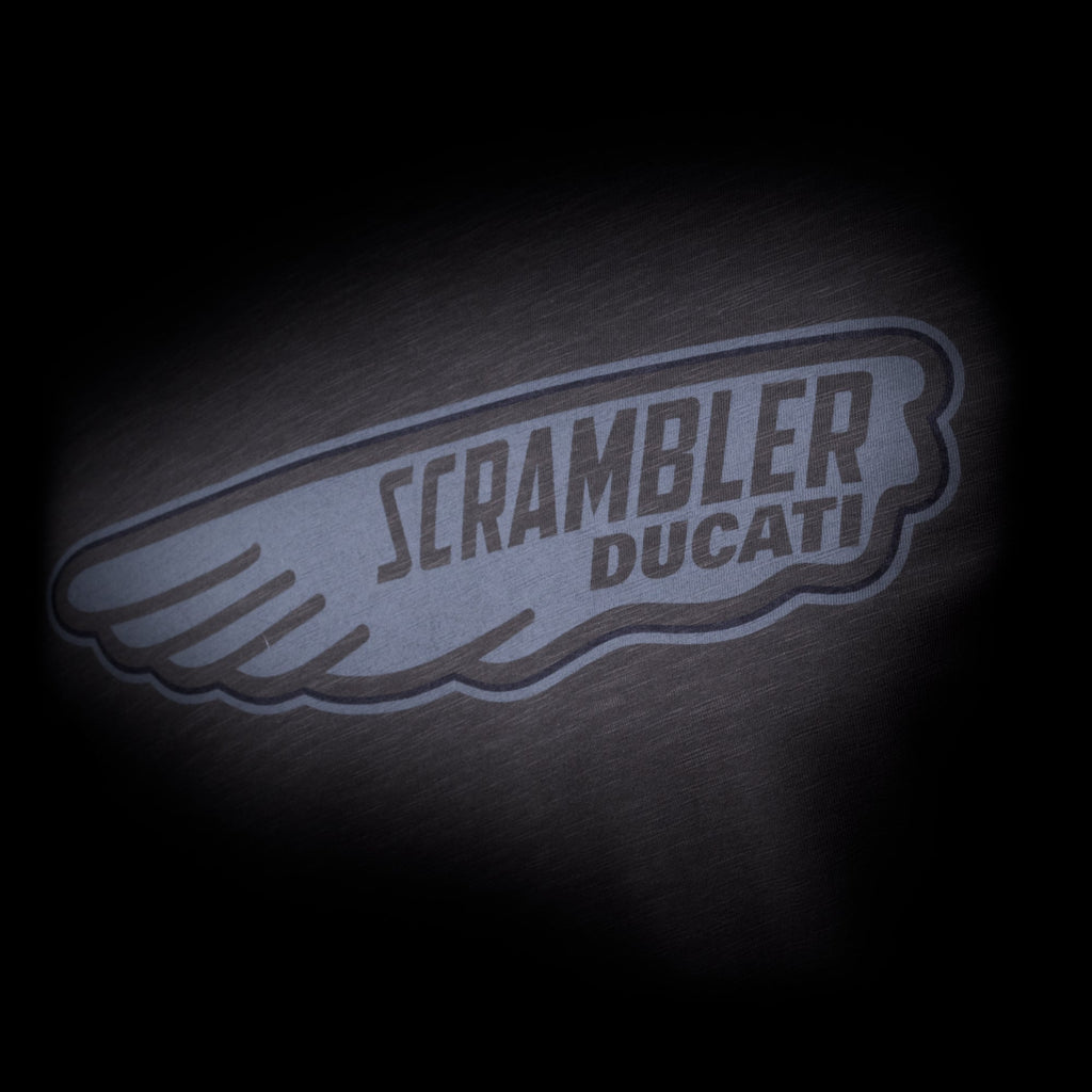 T-shirt verde da uomo con logo sul petto Scrambler Ducati