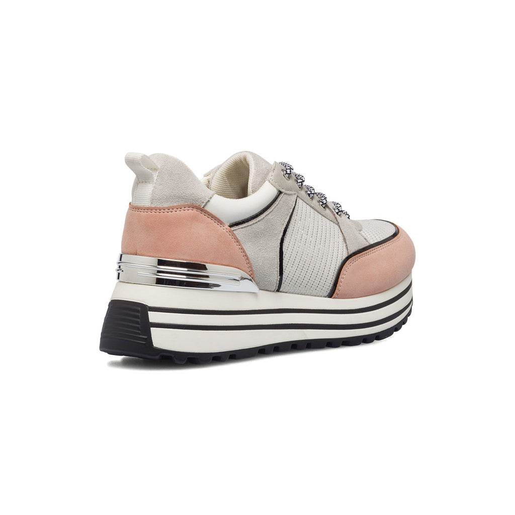 Sneakers grigie e rosa da donna con zeppa 5 cm Lora Ferres