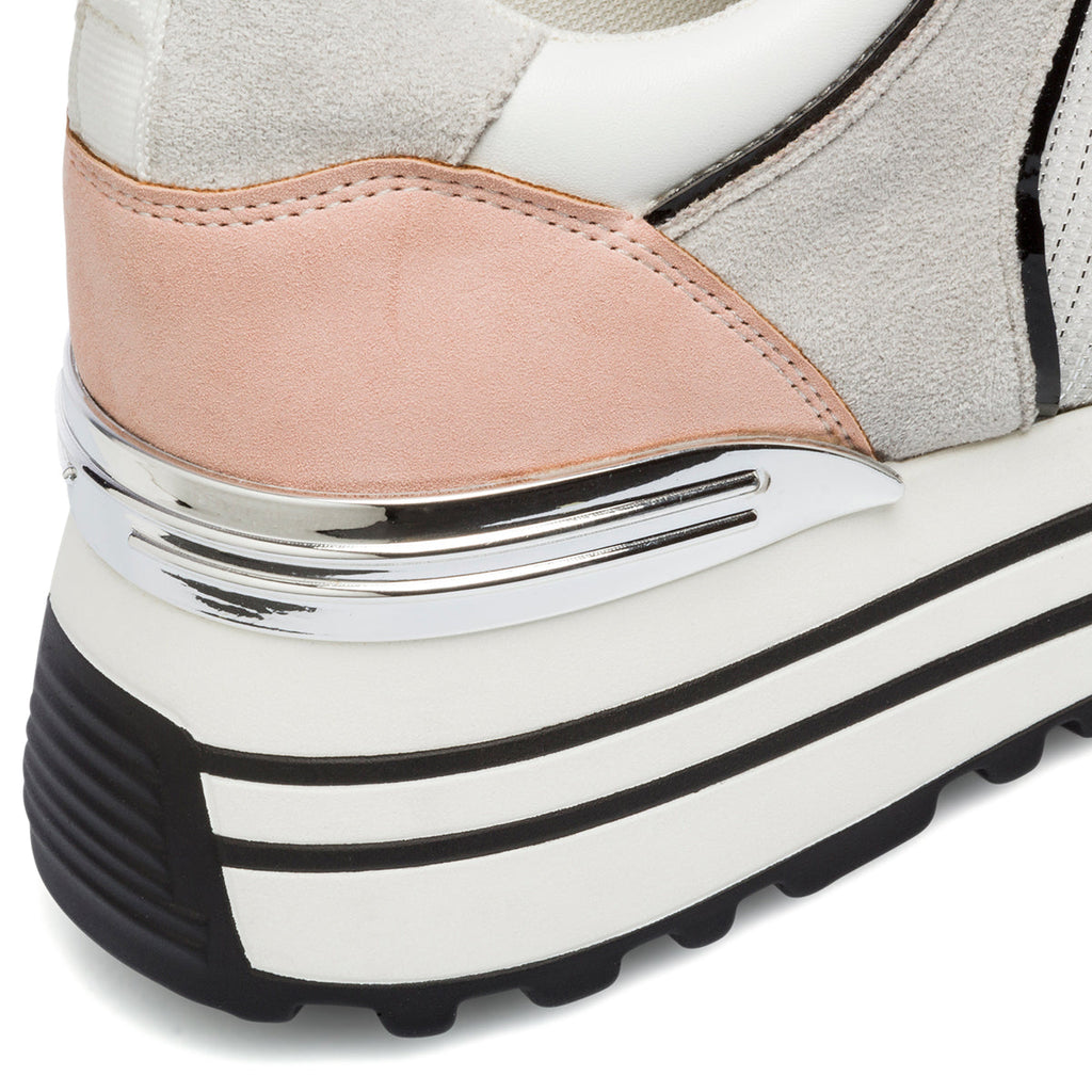 Sneakers grigie e rosa da donna con zeppa 5 cm Lora Ferres