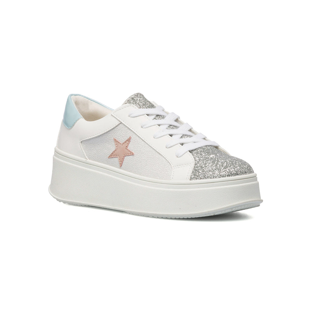 Sneakers bianche da donna con dettagli glitterati Lora Ferres