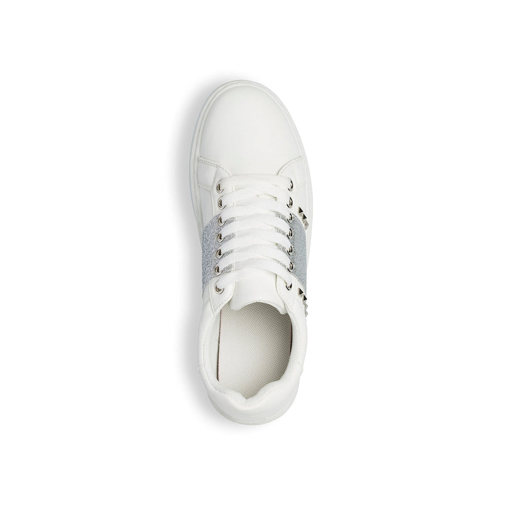 Sneakers da donna bianche con fascia glitter argento Lora Ferres