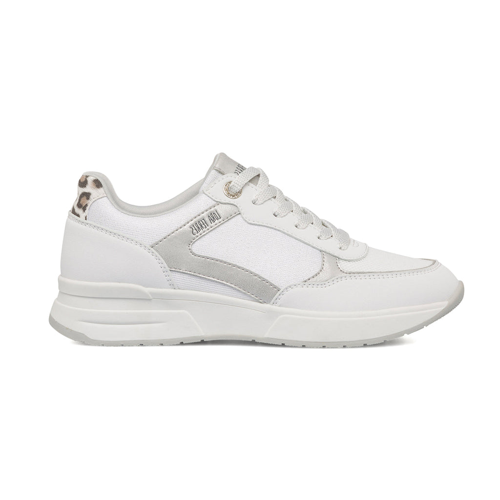 Sneakers bianche e argento da donna con dettaglio animalier Lora Ferres