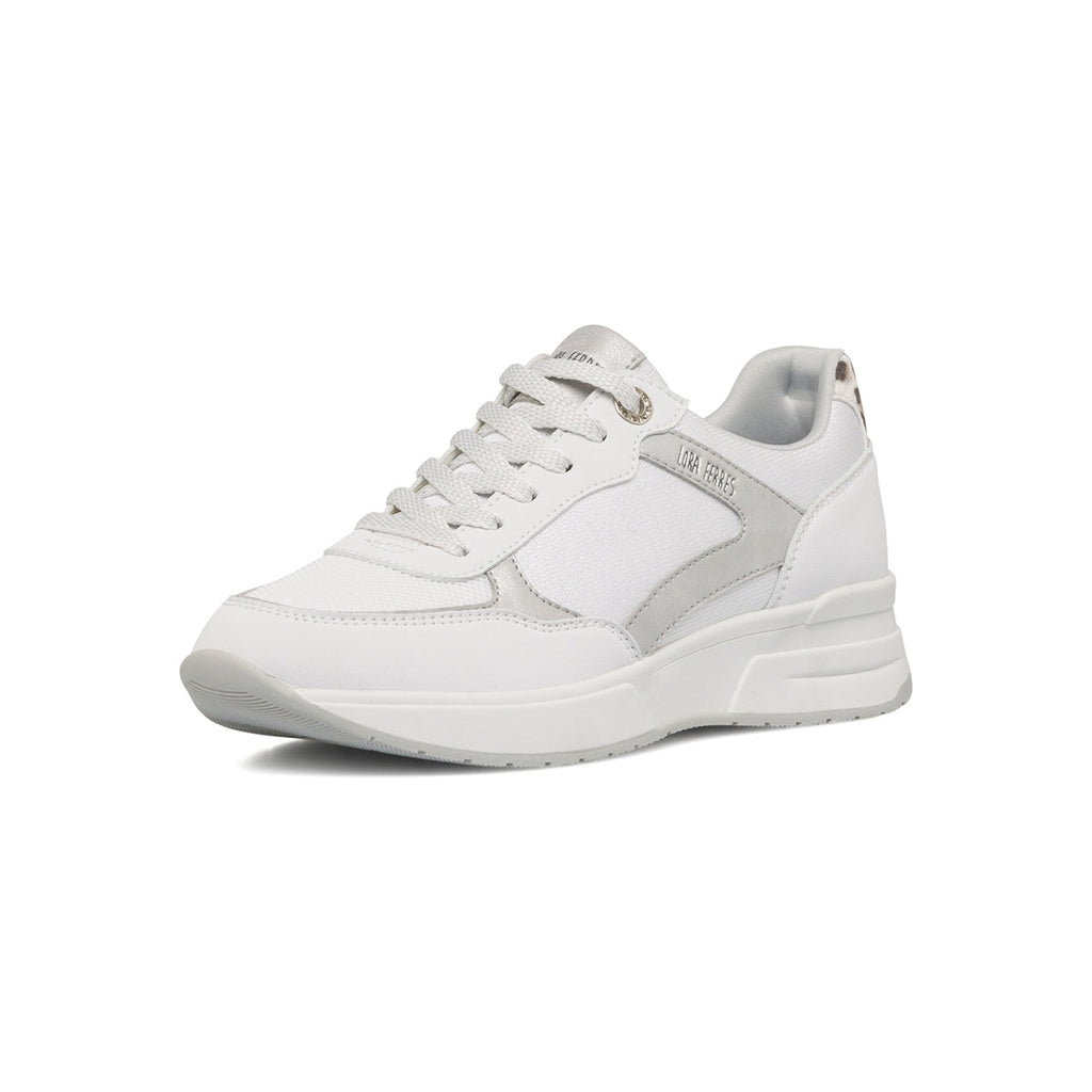 Sneakers bianche e argento da donna con dettaglio animalier Lora Ferres