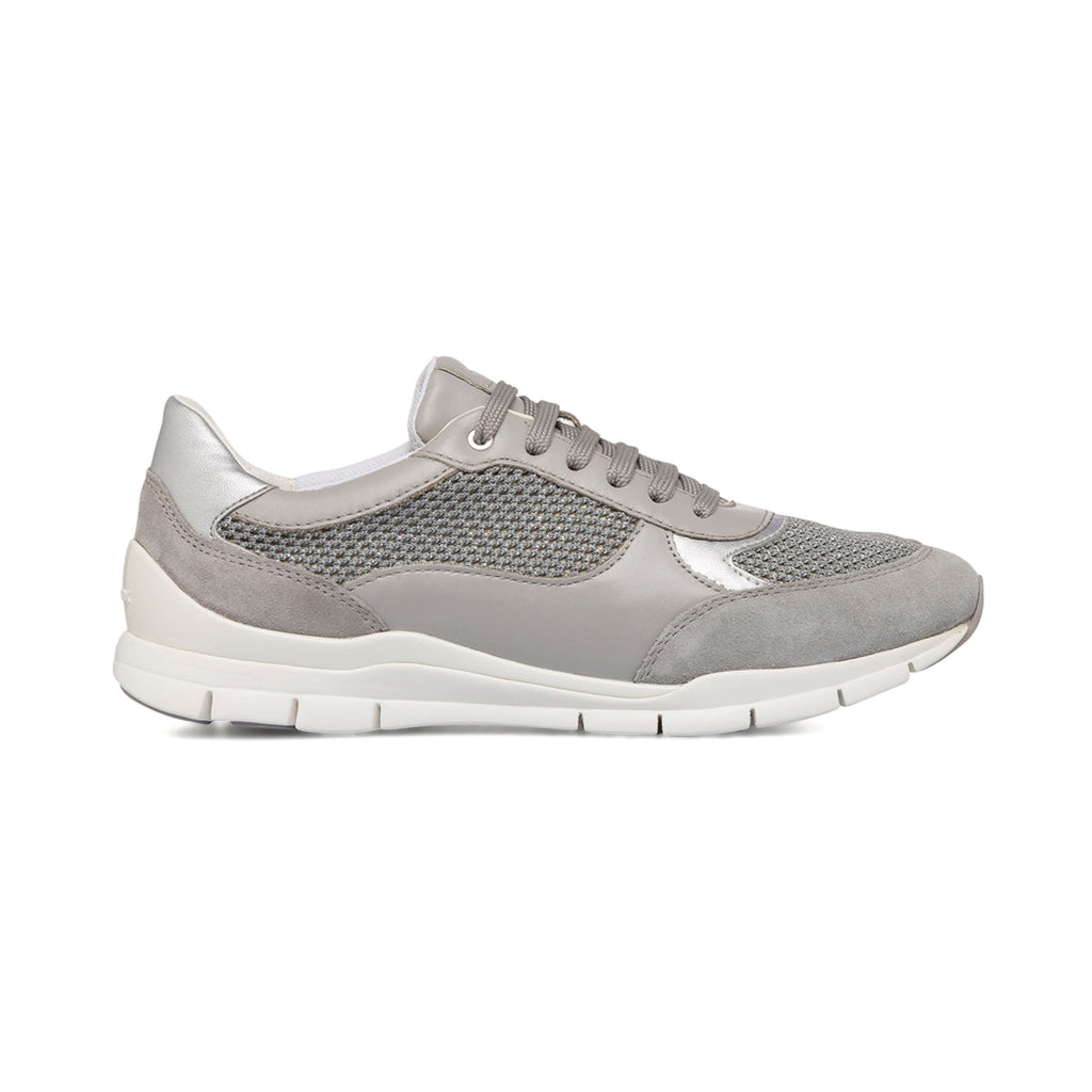 Sneakers grigie in pelle e mesh da donna Geox Sukie