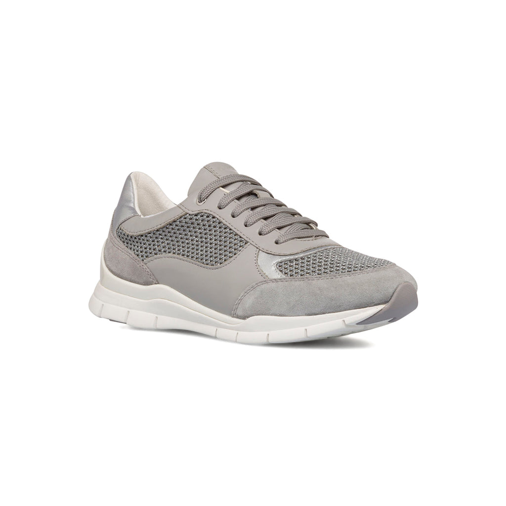 Sneakers grigie in pelle e mesh da donna Geox Sukie