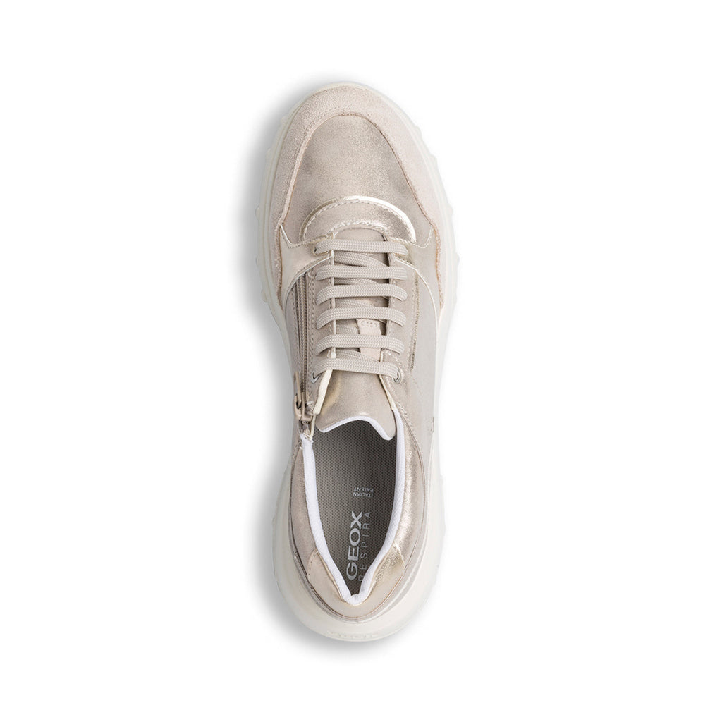 Sneakers argento metallizzate da donna Geox Alleniee