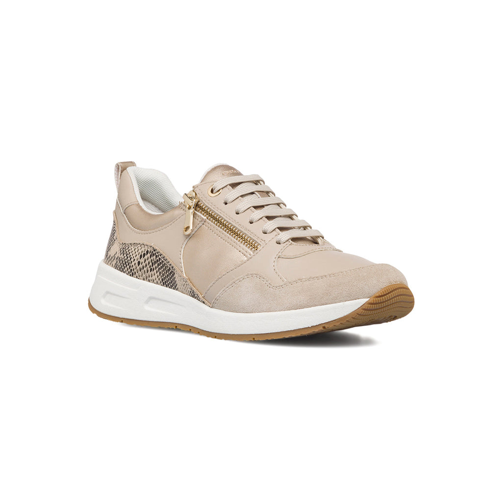 Sneakers beige con stampa pitonata Geox Bulmya