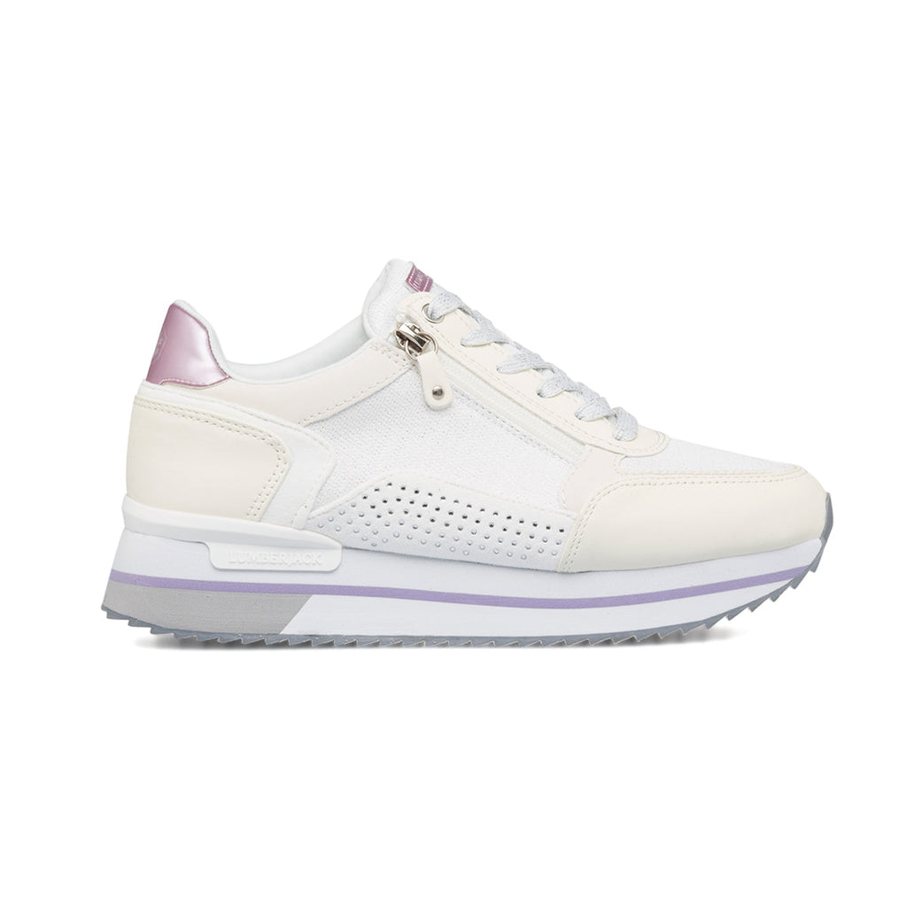 Sneakers bianche da donna con borchiette e suola a zeppa Lumberjack Cecilia