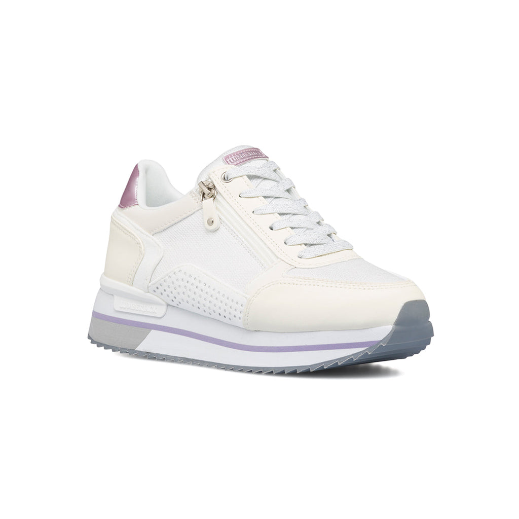 Sneakers bianche da donna con borchiette e suola a zeppa Lumberjack Cecilia