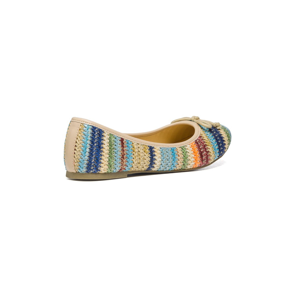 Ballerine beige con intrecci multicolore e fiocchetto Swish Jeans