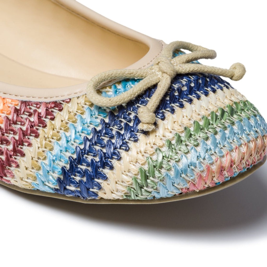 Ballerine beige con intrecci multicolore e fiocchetto Swish Jeans