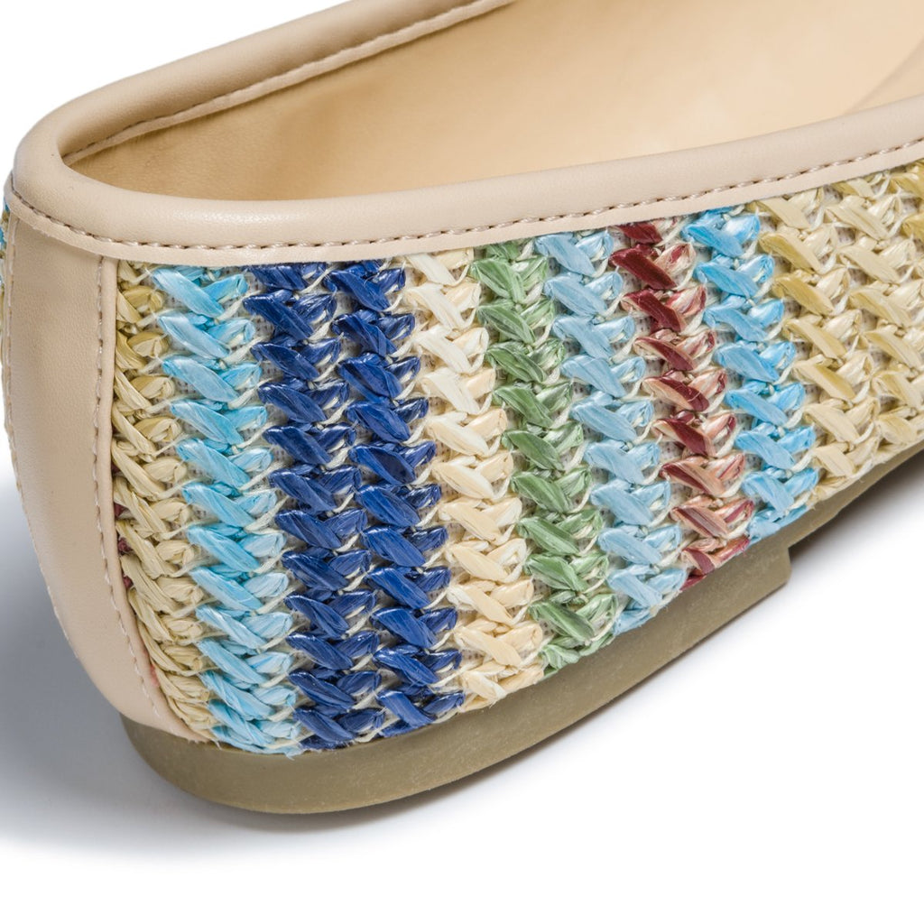 Ballerine beige con intrecci multicolore e fiocchetto Swish Jeans