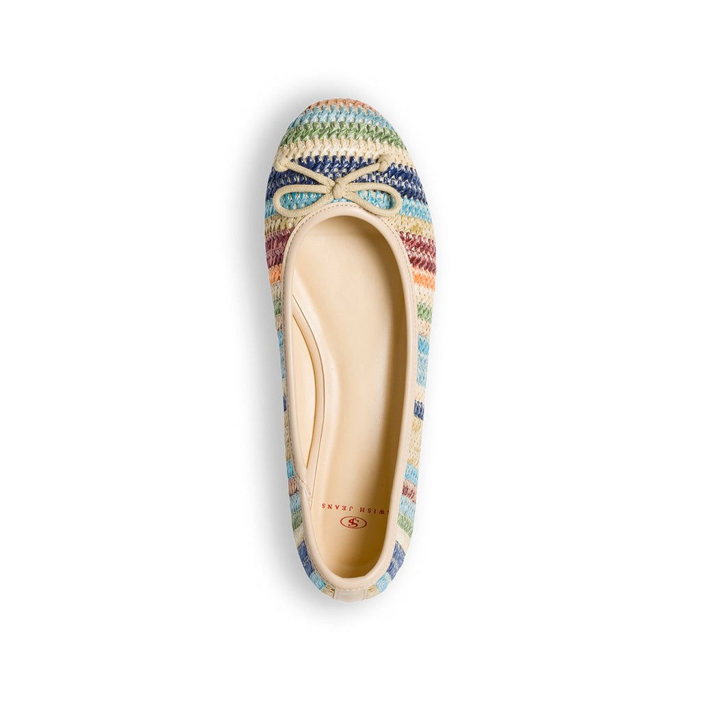 Ballerine beige con intrecci multicolore e fiocchetto Swish Jeans