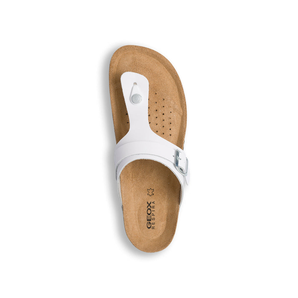 Sandali infradito bianchi in pelle da donna Geox Brionia