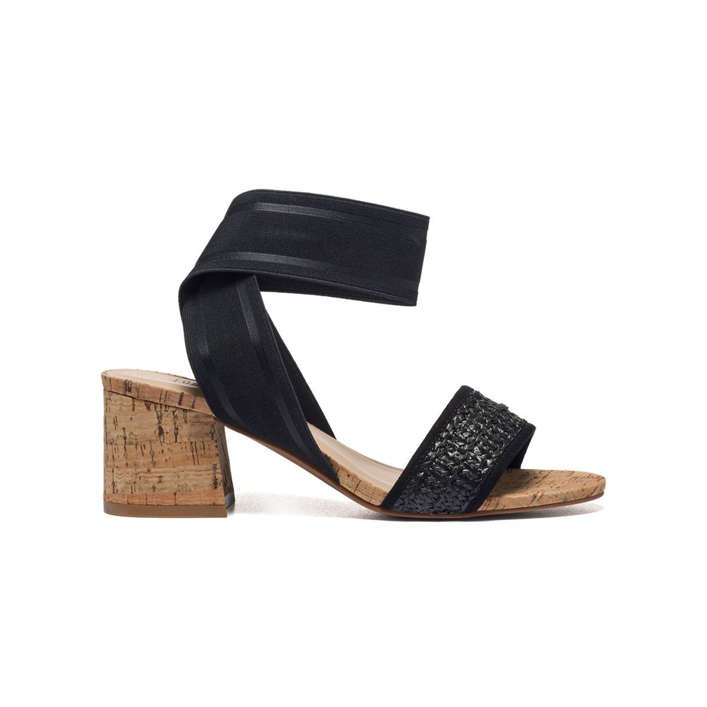 Sandali neri con fascia elastica e tacco in sughero 5,5 cm Lora Ferres