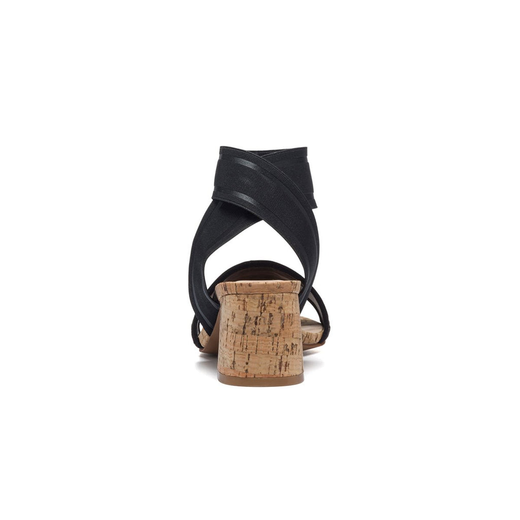 Sandali neri con fascia elastica e tacco in sughero 5,5 cm Lora Ferres