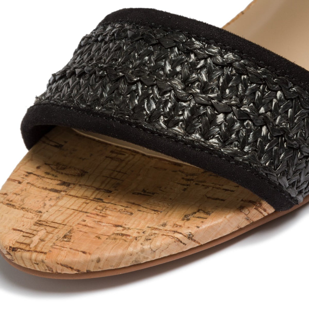 Sandali neri con fascia elastica e tacco in sughero 5,5 cm Lora Ferres