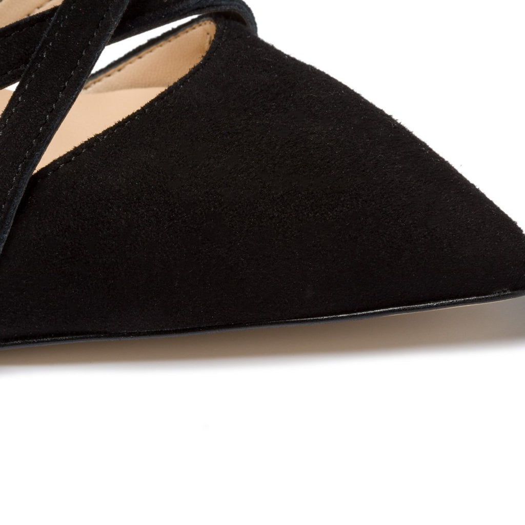 Décolleté slingback nere in pelle con tacco 7 cm Primopiano