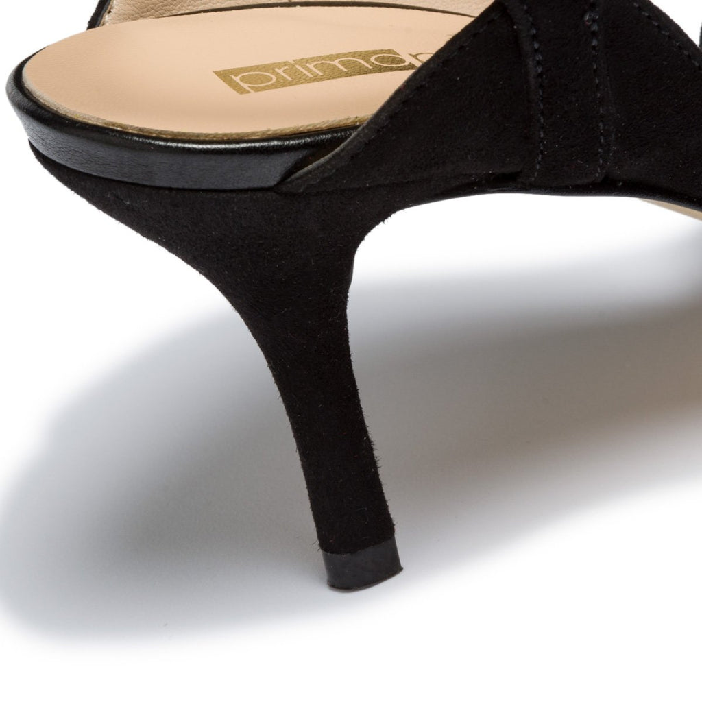 Décolleté slingback nere in pelle con tacco 7 cm Primopiano