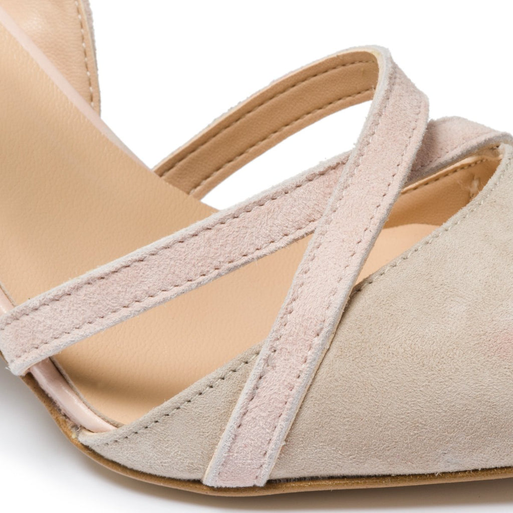 Décolleté slingback beige e rosa con tacco 7 cm Primopiano