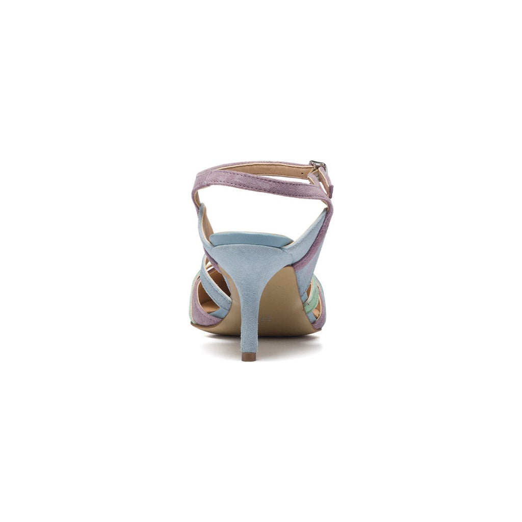 Décolleté slingback lilla e azzurre in pelle Primopiano