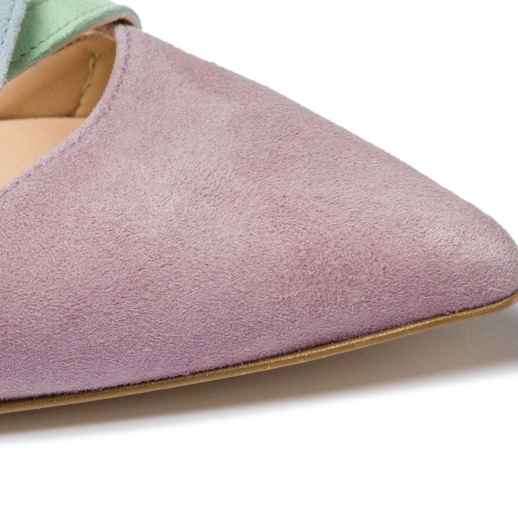 Décolleté slingback lilla e azzurre in pelle Primopiano