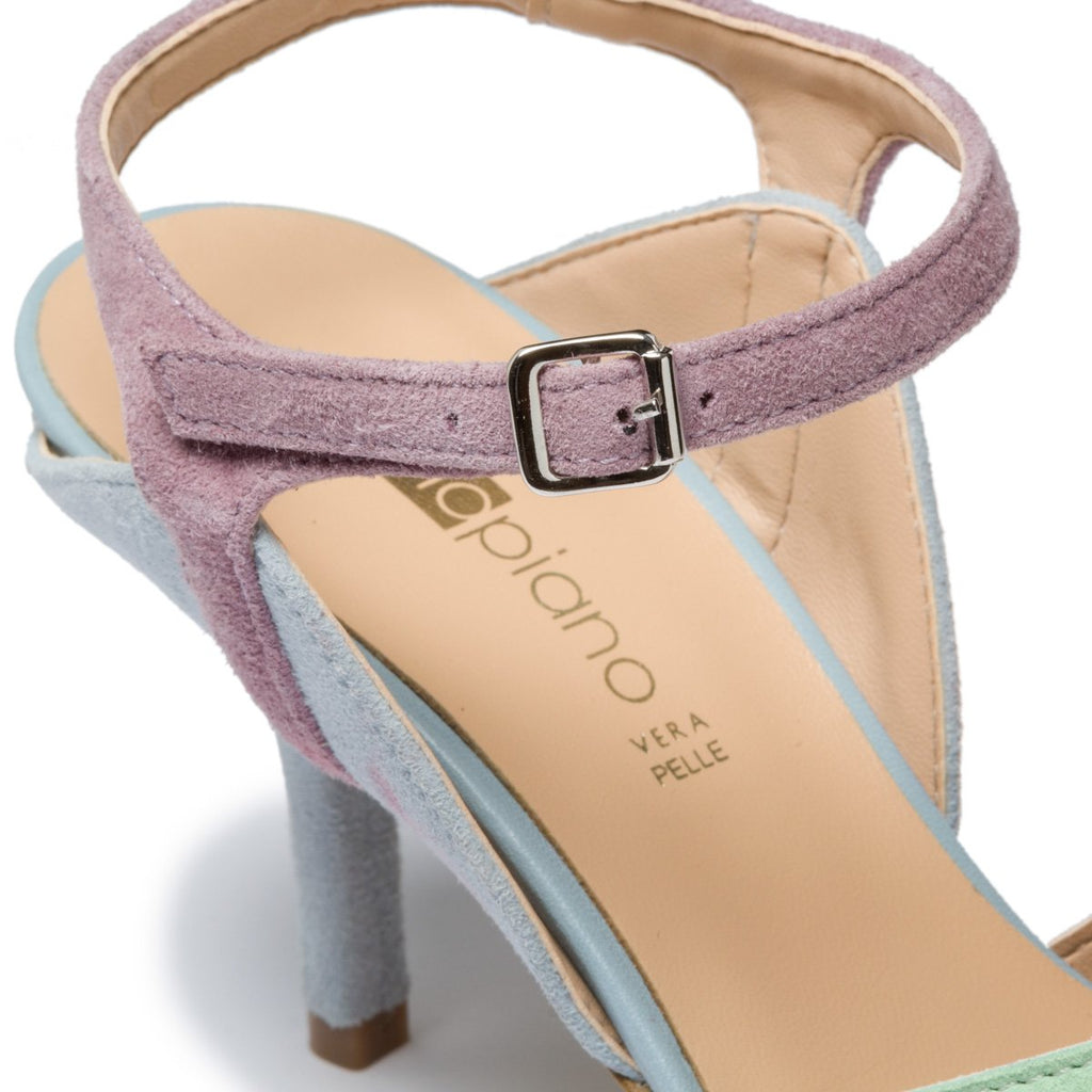 Décolleté slingback lilla e azzurre in pelle Primopiano