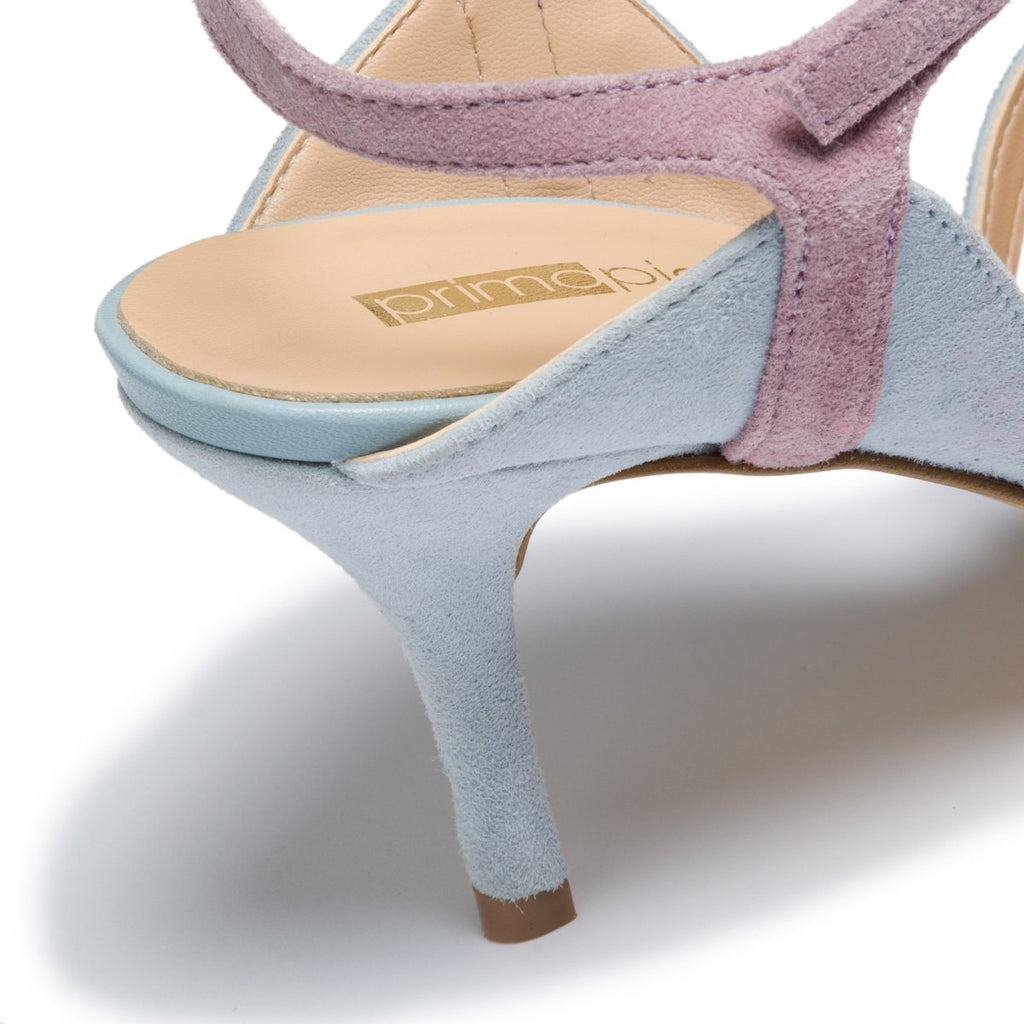 Décolleté slingback lilla e azzurre in pelle Primopiano