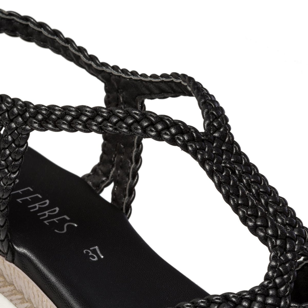 Sandali neri effetto intrecciato con zeppa 4 cm Lora Ferres
